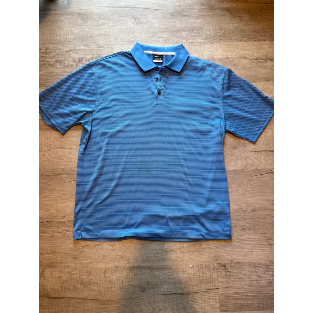 Nike Golf Men's Blue Striped Polo Shirt Dri-FIT Performance Golf Shirt XL